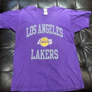Vintage Los Angeles Lakers T Shirt XL Purple Single Stitch Short Sleeve